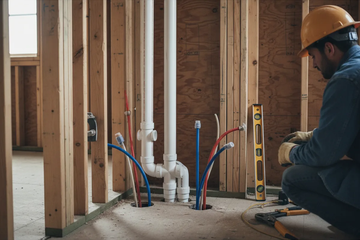 Drain and supply rough-in during Toilet Repair and Installation in Libby